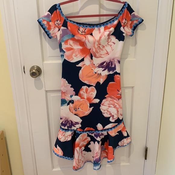 High Low Ruche Ruffle Floral Dress - Picture 6 of 9